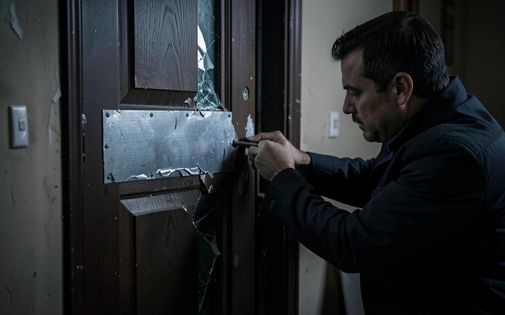 Sécurisation et réparation d'une porte après effraction
