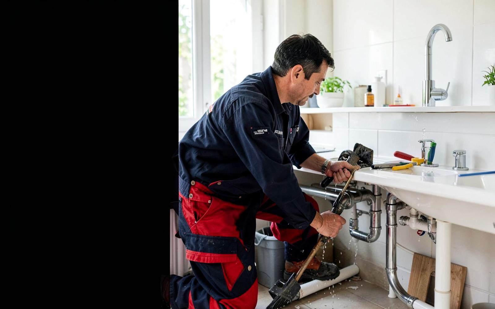 Plombier professionnel réparant une installation